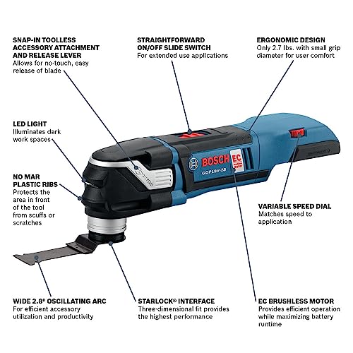 BOSCH GOP18V-28N 18V EC Brushless StarlockPlus Oscillating Multi-Tool Bare Tool