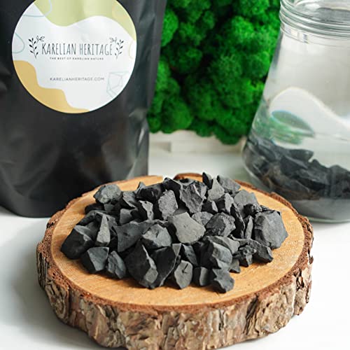 Karelian Heritage Raw Shungite Stones 2 lb for Water Purification & Filtering | Healing Raw Crystal with Antioxidant Properties | Certified Type 3 Natural Authentic Shungite Stones from Karelia SW08