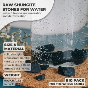 Karelian Heritage Raw Shungite Stones 2 lb for Water Purification & Filtering | Healing Raw Crystal with Antioxidant Properties | Certified Type 3 Natural Authentic Shungite Stones from Karelia SW08
