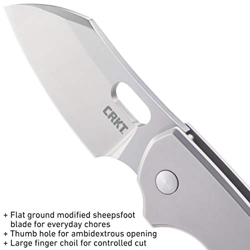 COLUMBIA RIVER KNIFE & TOOL Pilar EDC Folding Pocket Knife: Compact Everyday Carry, Satin Blade with Finger Choil, Thumb Slot Open, Frame Lock Stainless Handle, Reversible Pocket Clip 5311
