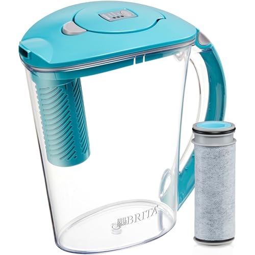 Brita Large Water Filter Pitcher for Tap and Drinking Water with 1 Stream Filter, Lasts 2 Months, 10 Cup Capacity, BPA Free, Lake Blue