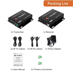 J-Tech Digital 4K Ultra HD HDBaseT HDMI Extender Over Cat5e/6 Ethernet up to 230ft (1080P) 130ft (4K), Supports HDCP 2.2/1.4, RS232, Bi-Directional IR and PoC