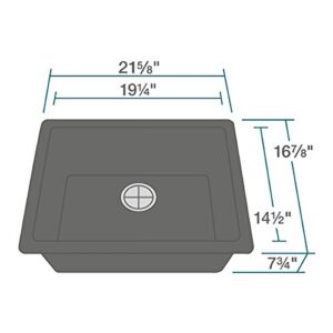 MR Direct 808-BL-CST Black Dual-Mount Granite 21-5/8 in. Single Bowl Kitchen Sink Matching 1 Colored Strainer