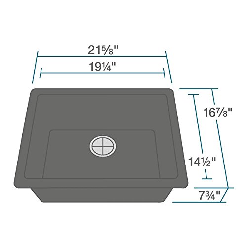 MR Direct 808-BL-CST Black Dual-Mount Granite 21-5/8 in. Single Bowl Kitchen Sink Matching 1 Colored Strainer