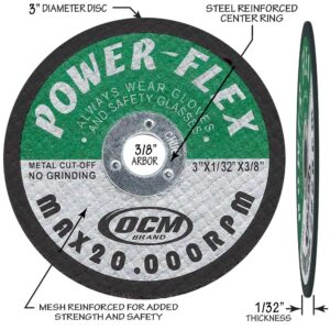 20 Pack - Cut Off Wheels 3 Inch x 1/32 Inch x 3/8 Inch Arbor - For Cutting All Steel and Ferrous Metals.