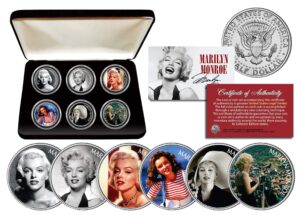marilyn monroe glamorous portraits colorized jfk half dollar 6-coin set w/box