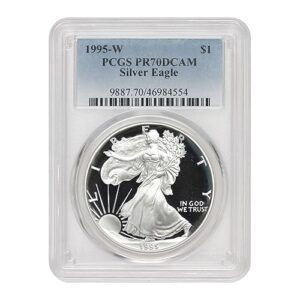 1995 w 1 oz american silver eagle pr-70 deep cameo $1 pcgs pr70dcam