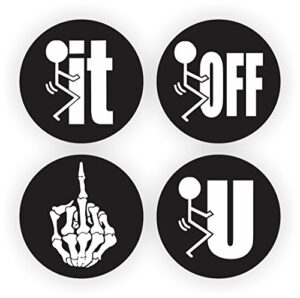4 f%%k it f-you f-off flip off skull hard hat stickers | welding or motorcycle helmet decals | sarcastic funny labels
