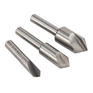 82 degree single flute countersink set of 3-82 degree point angle - 1/4", 3/8", and 1/2" diameter countersinks, littlemachineshop.com (4539)