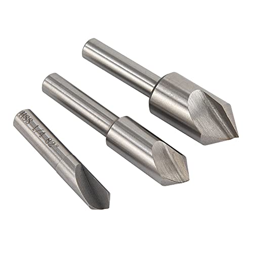 82 Degree Single Flute Countersink Set of 3-82 Degree Point Angle - 1/4", 3/8", and 1/2" Diameter Countersinks, LittleMachineShop.com (4539)