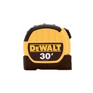 dewalt dwht36109 1-1/8" x 30 ft. standard tape measure, belt clip, yellow/black