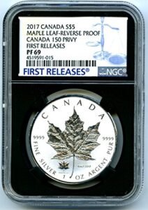 2017 ca canada coin canadian silver maple leaf reverse proof 150 150th privy first releases $5 pf69 ngc