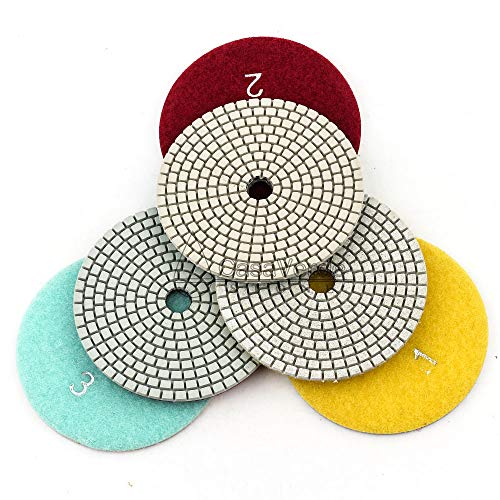 casaverde 4 Inch with 2.5mm Thickness Dry/Wet 3 Step Polishing Pads for Granite Marble Concrete Stone