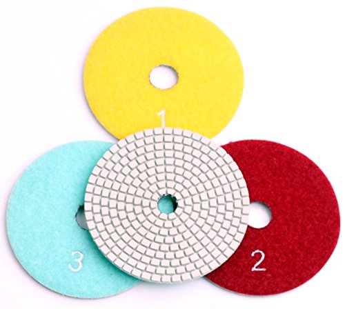 casaverde 4 Inch with 2.5mm Thickness Dry/Wet 3 Step Polishing Pads for Granite Marble Concrete Stone