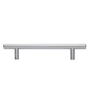 Amazon Basics Euro Bar Cabinet Handle (1/2-inch Diameter), 7.38-inch Length (5-inch Hole Center), Satin Nickel, 25-Pack