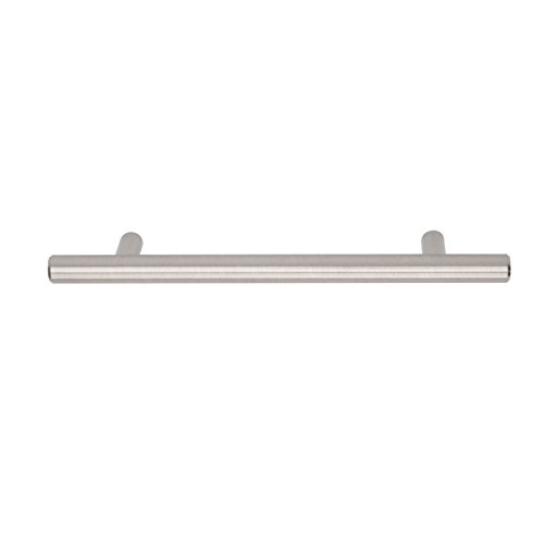 Amazon Basics Euro Bar Cabinet Handle (1/2-inch Diameter), 7.38-inch Length (5-inch Hole Center), Satin Nickel, 25-Pack