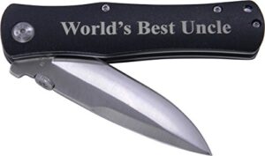 world's best uncle folding pocket knife - great gift for birthday or christmas gift for uncle (black)