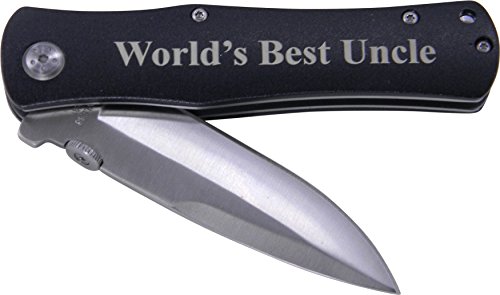 World's Best Uncle Folding Pocket Knife - Great Gift for Birthday or Christmas Gift for uncle (Black)