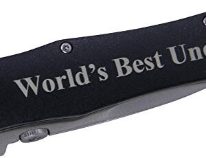 World's Best Uncle Folding Pocket Knife - Great Gift for Birthday or Christmas Gift for uncle (Black)