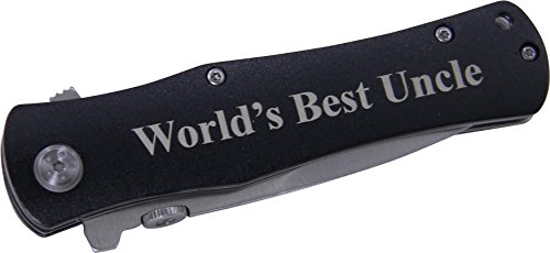 World's Best Uncle Folding Pocket Knife - Great Gift for Birthday or Christmas Gift for uncle (Black)