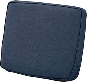 classic accessories montlake fadesafe water-resistant 25 x 22 x 4 inch patio lounge back cushion, heather indigo blue, outdoor loveseat cushions