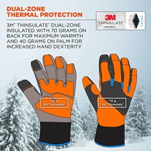 Waterproof Work Gloves, High Visibility, Thermal Insulated, Touchscreen, Enhanced Grip, Ergodyne ProFlex 818WP , Orange