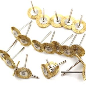 20pcs Dia 25mm Rotary Tool Brass Wheel Wire Brush Set - Fits Dremel ,1/8" Shank ,Clean, Polish, Prep