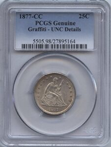 1877 cc liberty seated quarter uncirculated details pcgs #27895164