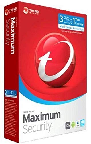 Trend Micro Maximum Security | 2019 | 3 PC's | 1 Year Subscription | For All devices | Keycard- No Disc