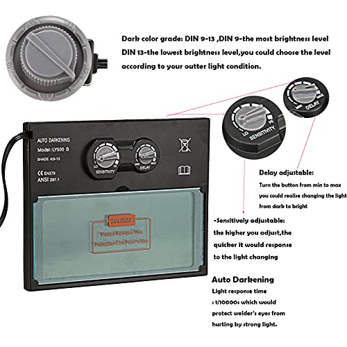 Welding Lens, Solar Powered Auto Darkening Welding Lens Panel, Welding Helmet/Mask Lens Automation Filter Shade Eyes Goggles, Welding Helmet Lens