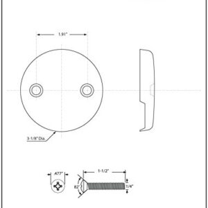 Westbrass R329-62 3-1/8" Two-Hole Bathtub Overflow Faceplate and Screws, 1-Pack, Matte Black