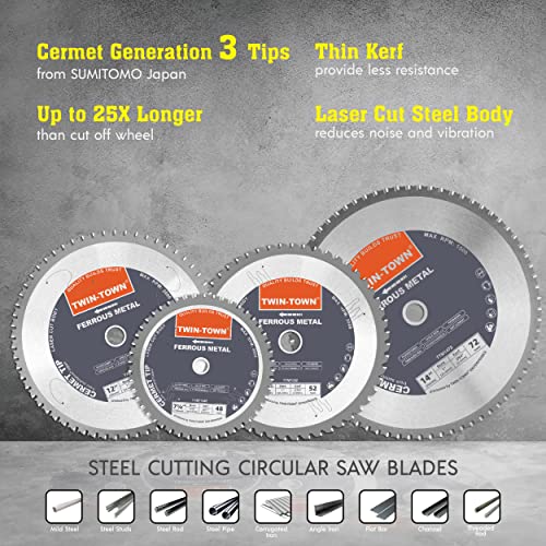 TWIN-TOWN 14-Inch 66 Tooth Steel and Ferrous Metal Saw Blade with 1-Inch Arbor