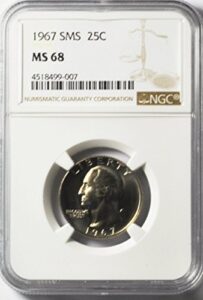 1967 p washington quarter gem uncirculated 25c sms ms68 ngc