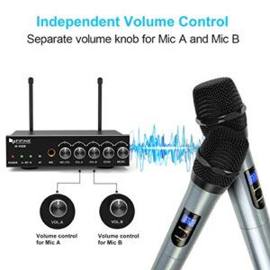 FIFINE UHF Dual Channel Wireless Handheld Microphone, Easy-to-use Karaoke Wireless Microphone System-K036