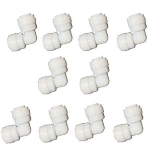 yzm elbow 1/4" tube od quick connect fittings ro water filters pack of 10 (elbow ,1/4" tube od)