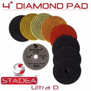 Stadea PPW107X Granite Polishing Pads 4" Diamond Pad 3000 Grit For Granite Quartz Stones Polish