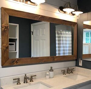 shiplap rustic wood framed mirror, 20 stain colors - provincial - rustic reclaimed style wood, farmhouse bathroom mirror, full length vanity mirror, large mirror for wall, big hanging wall mirror