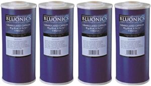bluonics carbon replacement water filters 4pcs gac granulated 4.5" x 10" cartridges for chlorine, taste and odor