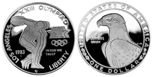 1983 s us mint olpympic proof commemorative silver dollar $1 us mint gem brilliant proof