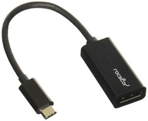 rocstor y10c131-b1 premium usb-c to displayport adapter m/f - for computers, macbook, macbook pro, chromebook or devices with usb c – 6” - usb type c, black
