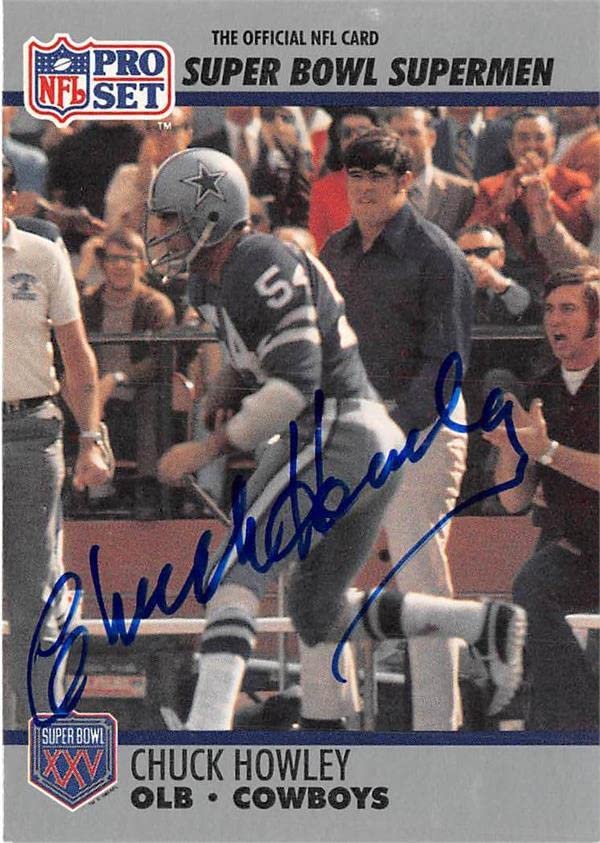 Chuck Howley autographed Football Card (Dallas Cowboys) 1990 Pro Set #98 Super Bowl Supermen - NFL Autographed Football Cards