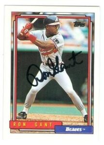 ron gant autographed baseball card (atlanta braves) 1992 topps #25 - mlb autographed baseball cards