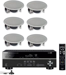 yamaha 5.1-channel wireless bluetooth 4k a/v home theater receiver + yamaha easy-to-install natural sound 2-way flush mount in-ceiling speakers (set of 6)
