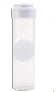 empty, clear refillable reusable water filter cartridge universal (2.5" x 10") for di resin and other media sold by oceanic water systems