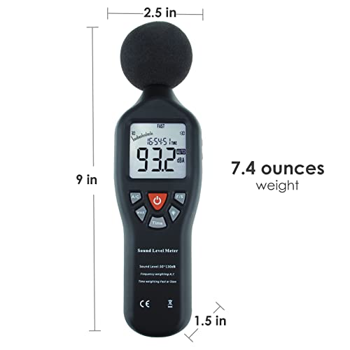 Decibel Meter Digital Sound Level Meter Professional Noise Meter High Accuracy 30dB to130dB Measuring Range with Backlight Display for Classroom, Office, Home, etc.