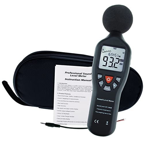 Decibel Meter Digital Sound Level Meter Professional Noise Meter High Accuracy 30dB to130dB Measuring Range with Backlight Display for Classroom, Office, Home, etc.