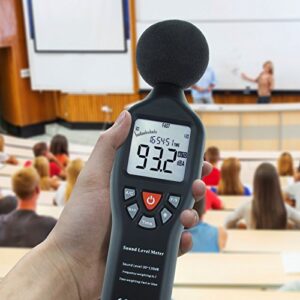 Decibel Meter Digital Sound Level Meter Professional Noise Meter High Accuracy 30dB to130dB Measuring Range with Backlight Display for Classroom, Office, Home, etc.