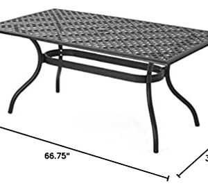 Christopher Knight Home Cayman Cast Aluminum Rectangle Table, Black Sand