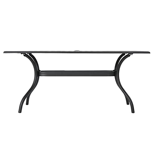 Christopher Knight Home Cayman Cast Aluminum Rectangle Table, Black Sand