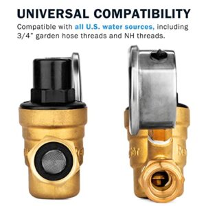 Renator RV Water Pressure Regulator for RV Camper. Brass Lead-free Adjustable RV Water Pressure Regulator with Gauge. RV Water Regulator for Camper Travel Trailer, Reducer Valve W Filter. M11-0660R.